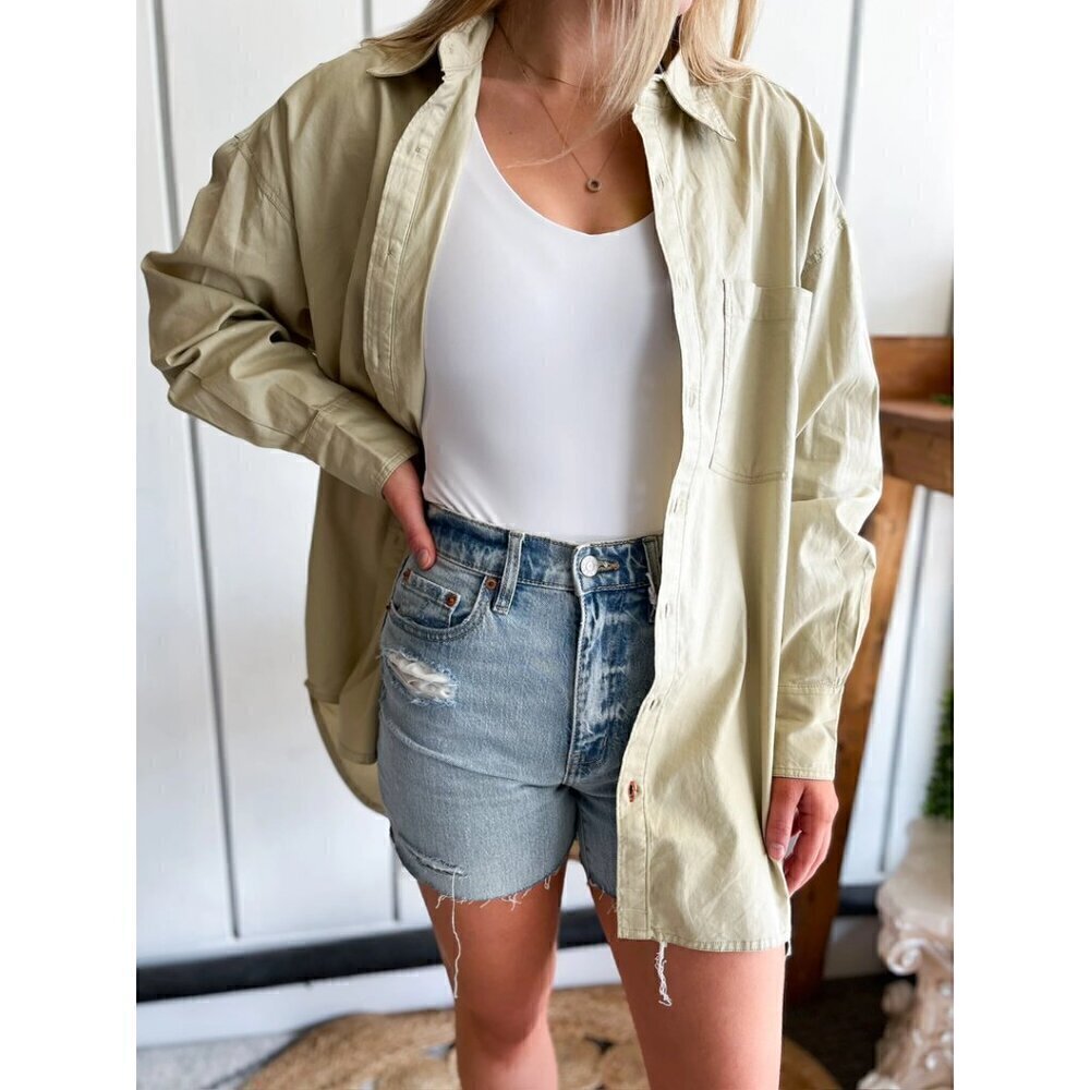 FREE PEOPLE Freddie Shirt in Castle Wall Size Medium